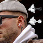 Iced Out Triangle Zircon Stud Earrings — SS
