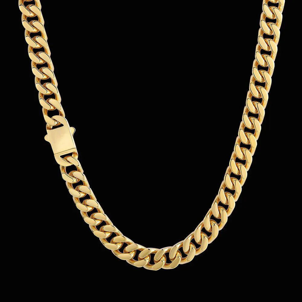 8-16mm HipHop Miami Curb Cuban Chain Necklace Stainless Steel Men Cuban Link Chain Rappe Jewelry