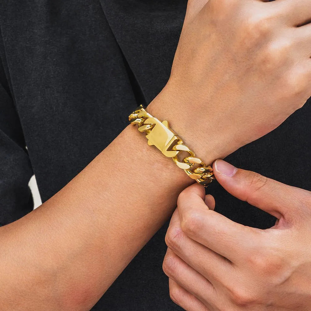 Hip Hop Jewelry Rapper Cuban Link Bracelet for Women Men Stainless Steel Luxury Cuban Bracelet Drop Shipping Free Laser Logo