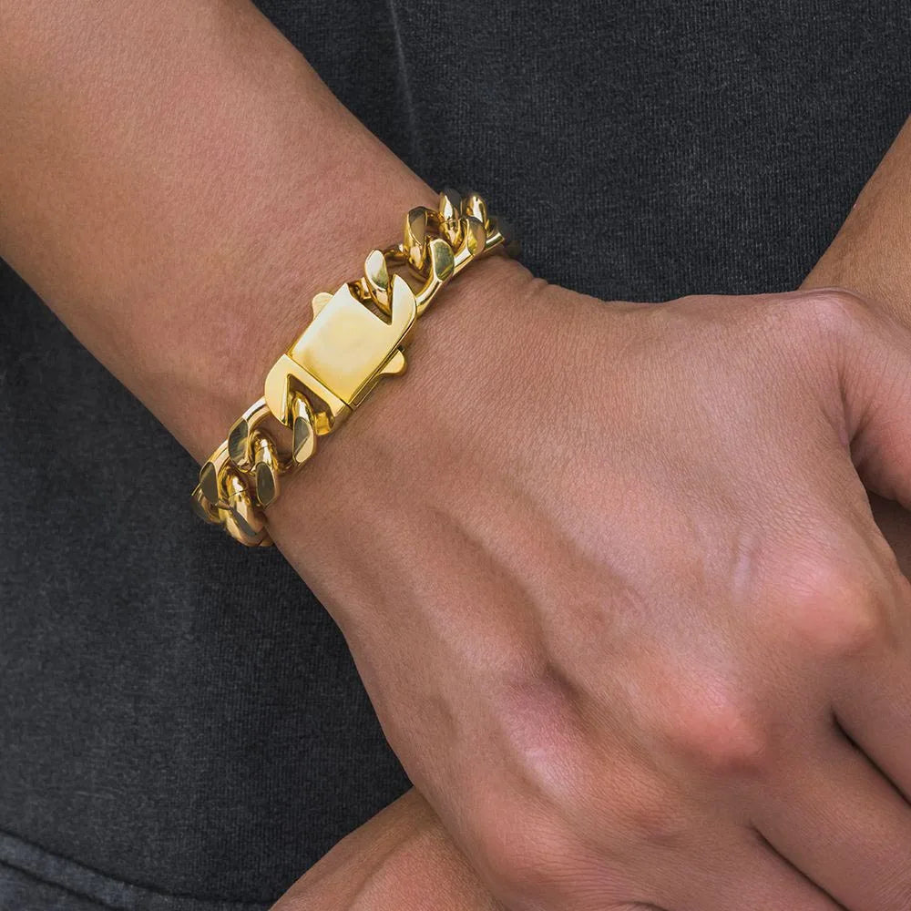 Hip Hop Jewelry Rapper Cuban Link Bracelet for Women Men Stainless Steel Luxury Cuban Bracelet Drop Shipping Free Laser Logo