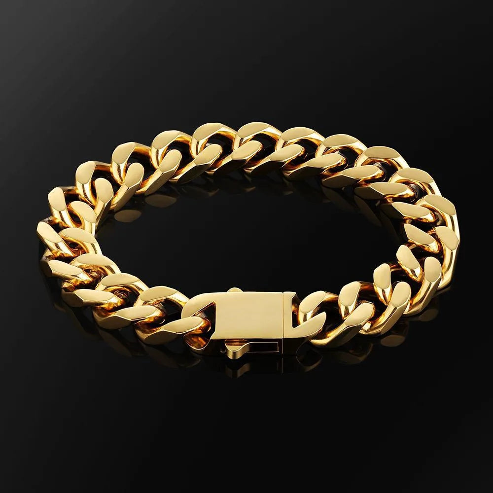 Hip Hop Jewelry Rapper Cuban Link Bracelet for Women Men Stainless Steel Luxury Cuban Bracelet Drop Shipping Free Laser Logo