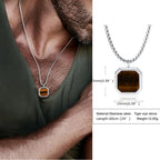 Tiger Eye Lapis Stone Pendant — Stainless